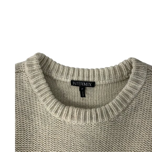 Intermix Fringe Sweater Vest P XS Cream Wool Cashmere Sleeveless Crewneck Fall - Picture 5 of 13